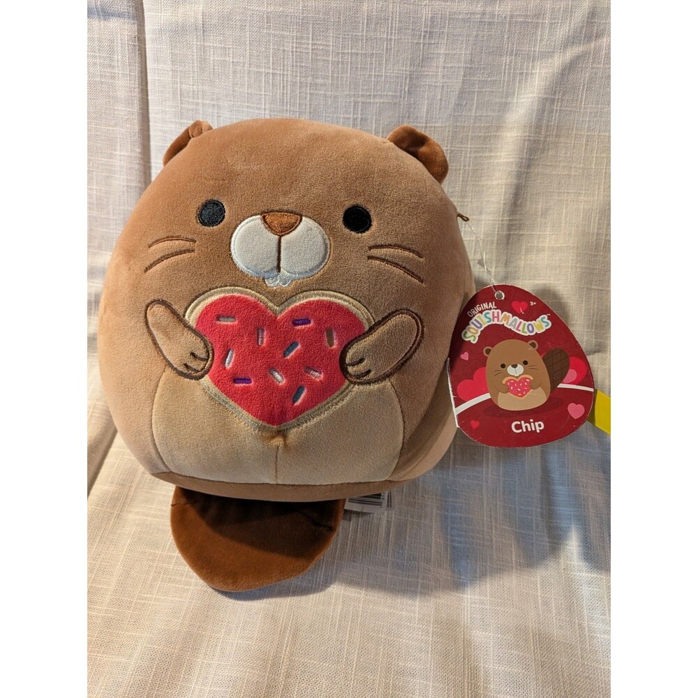 Valentines Chip 8" Squishmallow Beaver Damaged Tag 2024